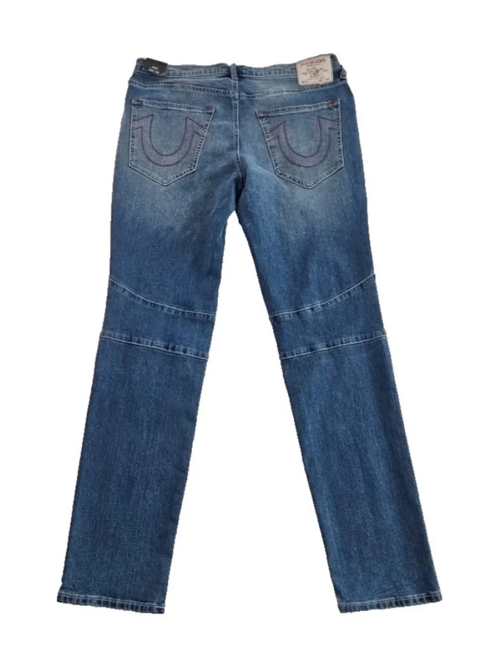 True Religion Rocco Moto Jeans‎ Men's 33x32 Med Wash NEW Relaxed Skinny 700680